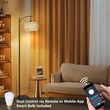 Arc Floor Lamp with Remote Control, Dimmable LED Floor Lamp with 3 Color Temperature Boho Farmhouse Tall Pole Lamp - V.I.P Digital Presence