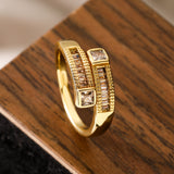 European and American luxury high-end ring for women, niche geometric opening ring, new - V.I.P Digital Presence