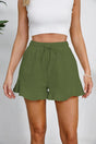 Women's cotton and linen shorts with ruffled edges and drawstring casual pants for women - V.I.P Digital Presence
