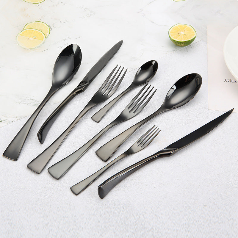 Portugal Titanium Black Stainless Steel Western Cutlery Set for Hotel and Restaurant Knife Fork Spoon Suite Factory Wholesale - V.I.P Digital Presence