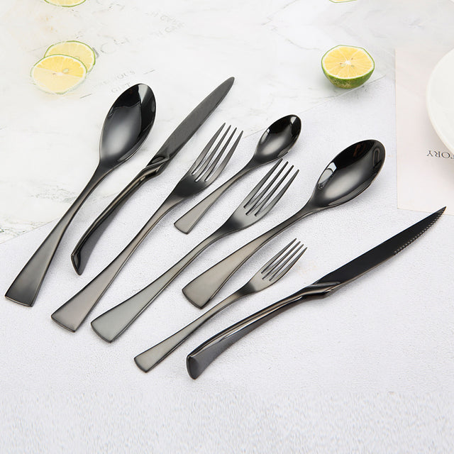 Portugal Titanium Black Stainless Steel Western Cutlery Set for Hotel and Restaurant Knife Fork Spoon Suite Factory Wholesale - V.I.P Digital Presence