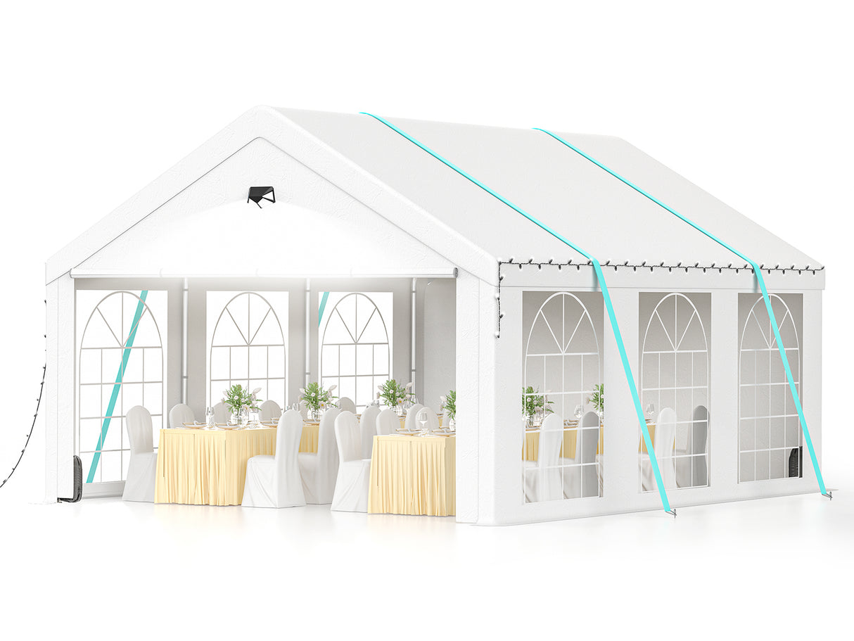 Sannwsg Party Tent -10x20FT Heavy duty Tent with Removable Side, Wedding Exclusive Holday Bithday BBa Backyard Evening Tent - V.I.P Digital Presence