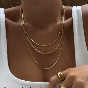 18K Gold-Plated Titanium Steel Three-Layered Necklace - V.I.P Digital Presence
