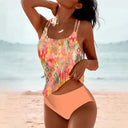 Digital Printed Shoulder Strap Tankini High Waist Triangle Pants Split Swimsuit for Women - V.I.P Digital Presence