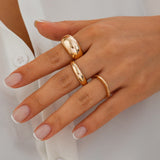 Fashion irregular alloy ring 3-piece set with smooth geometric opening ring set - V.I.P Digital Presence