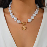 Fashionable irregular shaped pearl necklace, light luxury style, metallic feeling, collarbone chain set - V.I.P Digital Presence