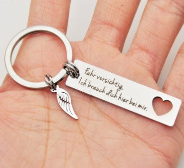 German drive well Fahr vorsichtig lch.. stainless steel keychain Valentine's Day gift - V.I.P Digital Presence