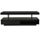 U-Can LED coffee table with storage space, modern central table with 2 drawers and display rack, equipped with LED lights, black - V.I.P Digital Presence