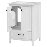 24" Bathroom Vanity with Sink, Bathroom Vanity Cabinet with One Drawer and Doors, Solid Wood and MDF, White - V.I.P Digital Presence