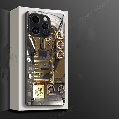 Trendy Cool Circuit Board Phone Case Apple 14 Glass Case iPhone 15 Protective Cover - V.I.P Digital Presence