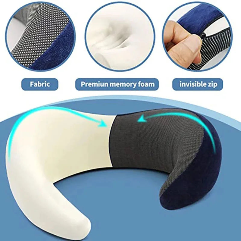 Memory Foam Neck Pillow Cervical Vertebra Travel Portable Noon Break Aircraft U Type Of Pillow Sleep Camping Pillow Carry Bag - V.I.P Digital Presence