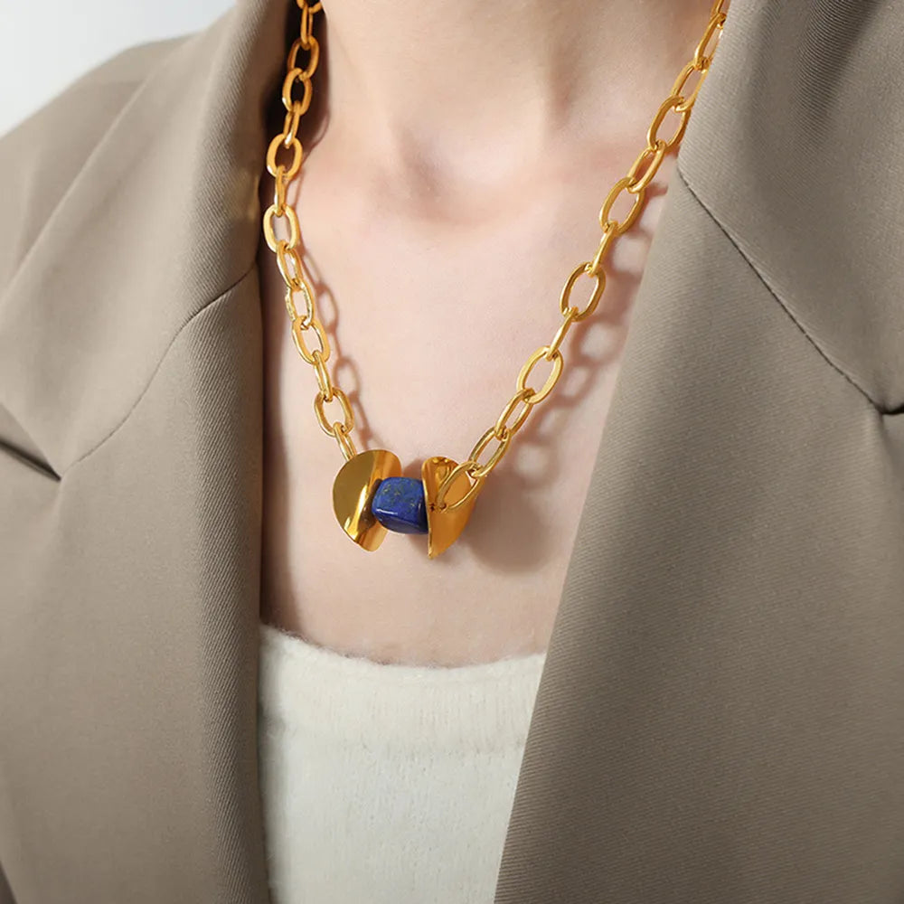 Natural Stone Pendant Titanium Steel Necklace - V.I.P Digital Presence