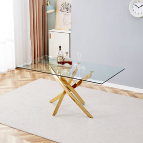 BL-16080-CLEAR GLASS-GOLD TABLE CLEAR GLASS TOP - V.I.P Digital Presence