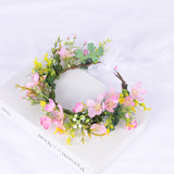 Flower Wreath Simulation Flower Leaves Hair Strap Photography Retro Hanfu Bridal Girl Flower Wreath Headwear - V.I.P Digital Presence
