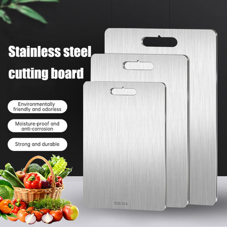 304 Stainless Steel Panel and Chopping Board Kitchen Household Thickened Double Sided Cutting Board Block Kneading Dough Board - V.I.P Digital Presence