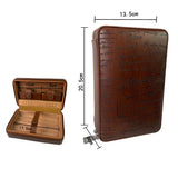 Carved version cigar box portable cedar wood cigar moisturizing box cowhide cigar box storage box Gaoxiba - V.I.P Digital Presence