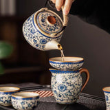 Blue and white rice yellow Ru kiln Kung Fu tea set household ceramic teapot - V.I.P Digital Presence