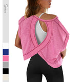 Women's beautiful back sports yoga T-shirt loose casual breathable - V.I.P Digital Presence