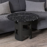 42.12"Modern Round Dining Table with Printed Black Marble Table Top for Dining Room - V.I.P Digital Presence