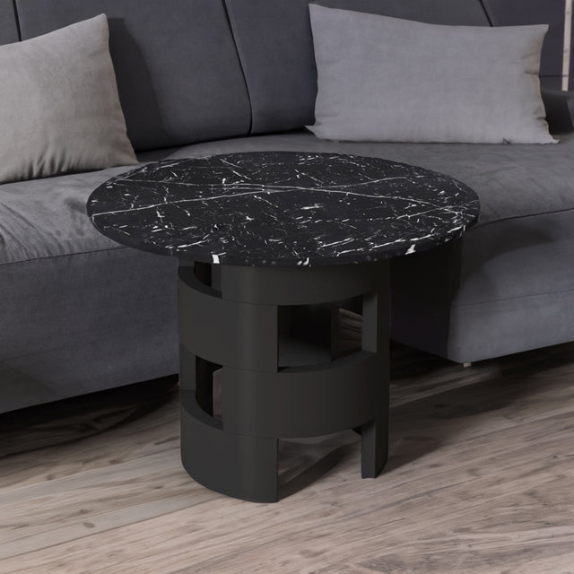 42.12"Modern Round Dining Table with Printed Black Marble Table Top for Dining Room - V.I.P Digital Presence