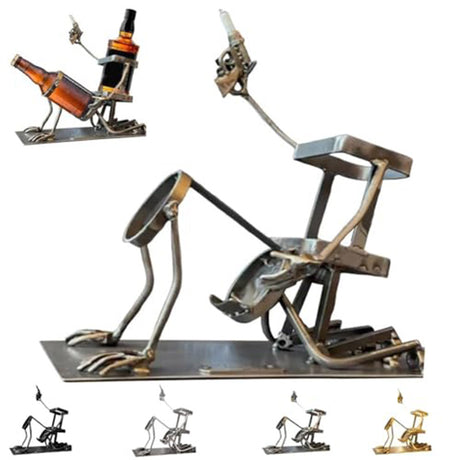 Skull 2-in-1 Bottle Stand: Holds Coke & Wine, Metal Skeleton Holder – Fun Bar Decor - V.I.P Digital Presence