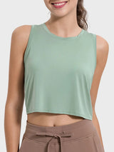 Drawstring Cutout Round Neck Active Tank - V.I.P Digital Presence