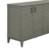 TREXM side panel with 4-door large storage buffet, adjustable shelves and metal handles (antique gray) - V.I.P Digital Presence