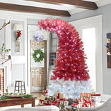 6FT hinge fir artificial fir curved top Christmas tree, bendable, 1250 lush branch hints, 300 LED Christmas lights - V.I.P Digital Presence