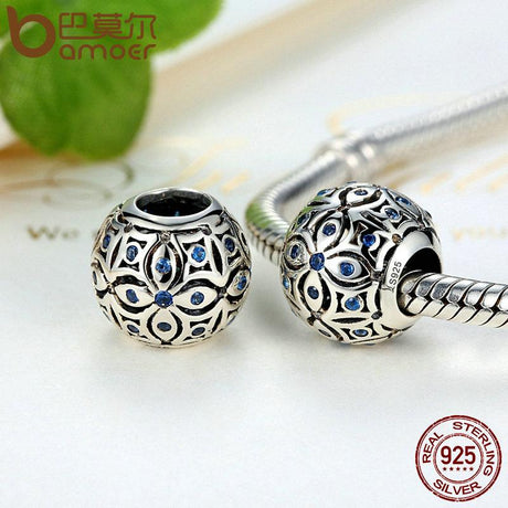 BAMOER 925 Sterling Silver Charms With Blue Crystals Bead Charm fit Bracelets Bangles SCC059 - V.I.P Digital Presence