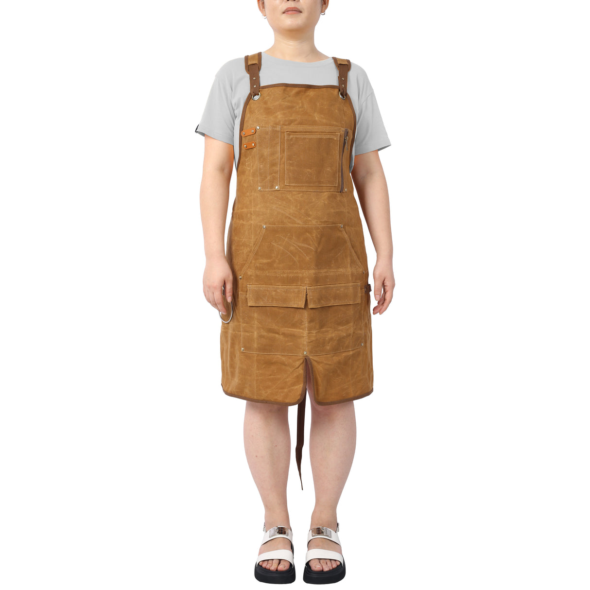 Long heavy-duty waxed canvas tool apron, carpenter apron, carpenter waterproof 18 ounces, fully adjustable - V.I.P Digital Presence