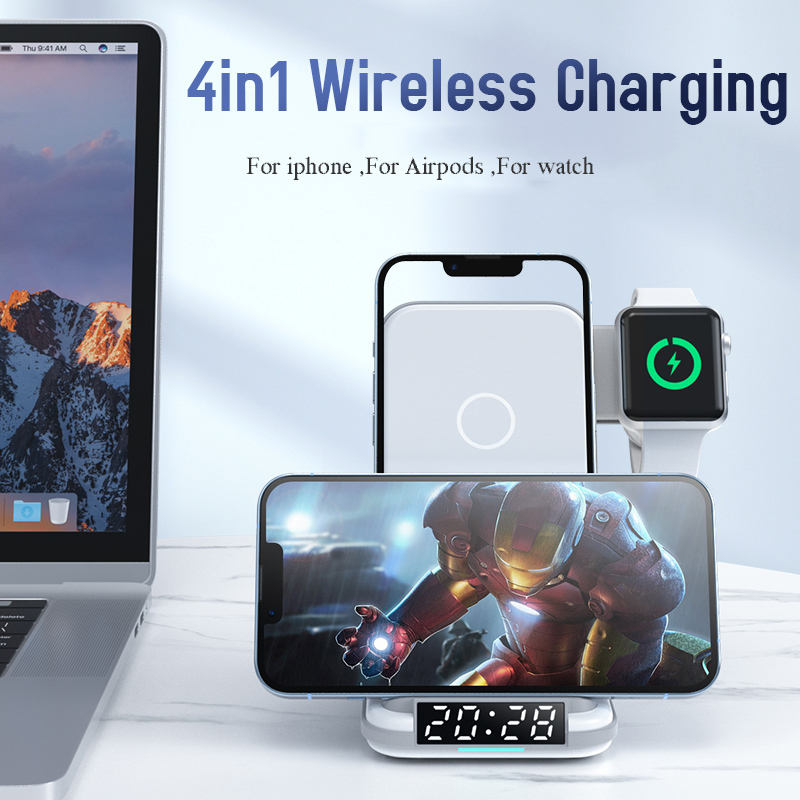 Private Four in One Wireless Charging Stand up Desktop Clock Wireless Charger Suitable for iPhone 13/14 - V.I.P Digital Presence
