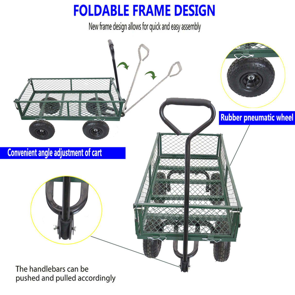 Wagon Cart Garden cart trucks make it easier to transport firewood (green) - V.I.P Digital Presence