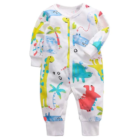 Newborn Footed Pajamas Zipper Girl and Boy Romper Long Sleeve Jumpsuit Cotton Solid White Fashion 0-24 Months Baby Clothes - V.I.P Digital Presence