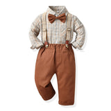 Children's Clothing Autumn Korean Version Multi-Color Plaid Long Sleeve Cotton Shirt Suspenders Boys' Suit - V.I.P Digital Presence