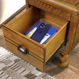 Solid wood end table, rectangular 23.6 inch narrow edge table with drawers, vintage bedside table， Antique Brown - V.I.P Digital Presence