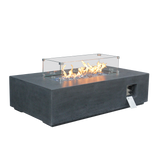 52 Inch Outdoor Concrete Propane gas rectangle Fire Pit table in Dark Gray color - V.I.P Digital Presence