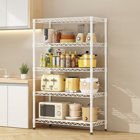 Wire frame metal storage rack adjustable rack, vertical storage rack unit (white, 42L x 18W x 71H) - V.I.P Digital Presence