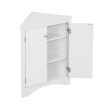 White Triangle Bathroom Storage Cabinet with Adjustable Shelves, Freestanding Floor Cabinet for Home Kitchen - V.I.P Digital Presence