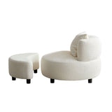 Modern Chair, Single Teddy Fabric Sofa Chair with Ottoman Foot Rest Comfy chair for Living Room Bedroom and Office,Beige - V.I.P Digital Presence
