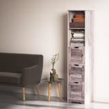 Bathroom Floor Cabinet with 3 Drawers 2 Shelves, Tall Narrow Bathroom Kitchen Pantry Storage Cabinet with Open Compartment Grey - V.I.P Digital Presence