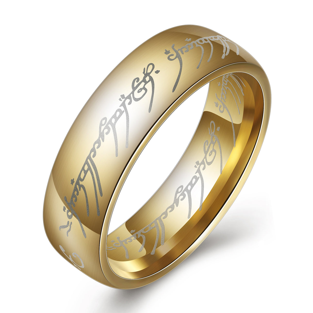 European and American movie peripheral laser Arabic font ring The Lord of the Rings stainless steel 6MM ring personality - V.I.P Digital Presence