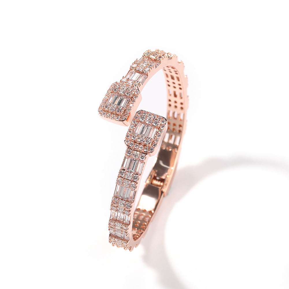 Fashionable Opening Bracelet Ins Style Diamond Set Interwoven Two Color Bracelet Personalized Hip Hop Men's Handpiece - V.I.P Digital Presence