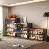 Black Glass Door Shoe Box Shoe Storage Cabinet For Sneakers With RGB Led Light - V.I.P Digital Presence