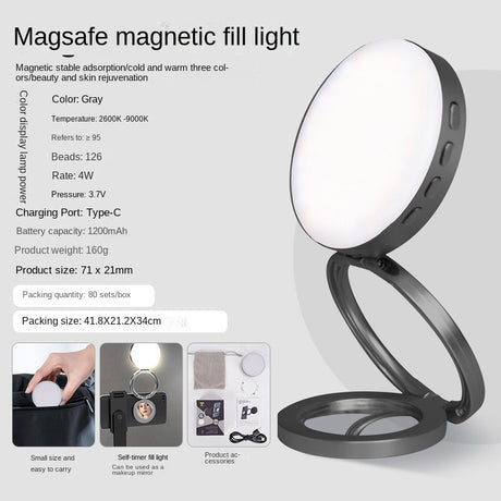 New YSH-126 LED Magnetic Phone Fill Light Photography Lamp Desktop Video Conference Live Pocket Light Mirror - V.I.P Digital Presence