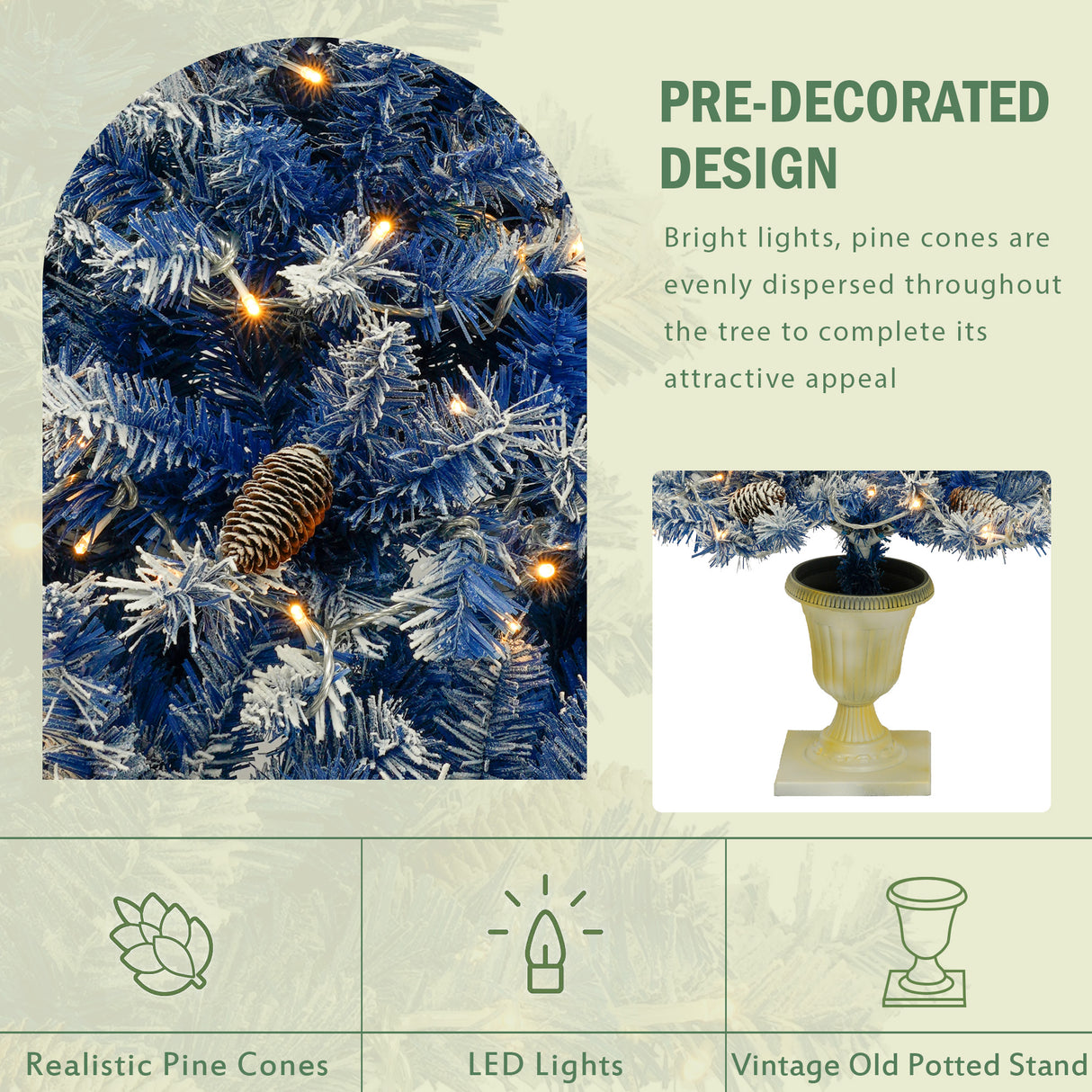 A set of 4 artificial Christmas trees, including flower garlands, flower garlands, and 2 entrance trees, equipped with LED light - V.I.P Digital Presence