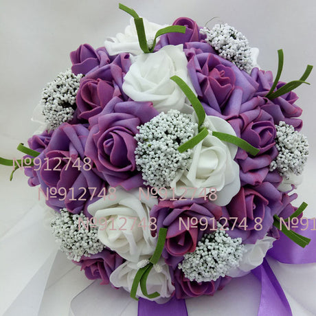 Bride Holding Flowers Romantic Wedding Colorful Bride 's Bouquet Red Pink Blue And Purple Bridal - V.I.P Digital Presence