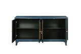 Handcrafted Premium Grain Panels Rattan Sideboard Buffer Cabinet Accent Storage Cabinet With 4 Rattan Doors BLUE - V.I.P Digital Presence