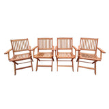 Foldable Patio Dining Set 4 Folding Chairs Indoor and outdoor universal Teak - V.I.P Digital Presence