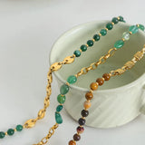 Agate bead chain design with titanium steel gold-plated necklace - V.I.P Digital Presence