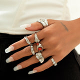 Fashionable Joint Ring Set Hip Hop Metallic Fold Set with Gemstone Rings - V.I.P Digital Presence